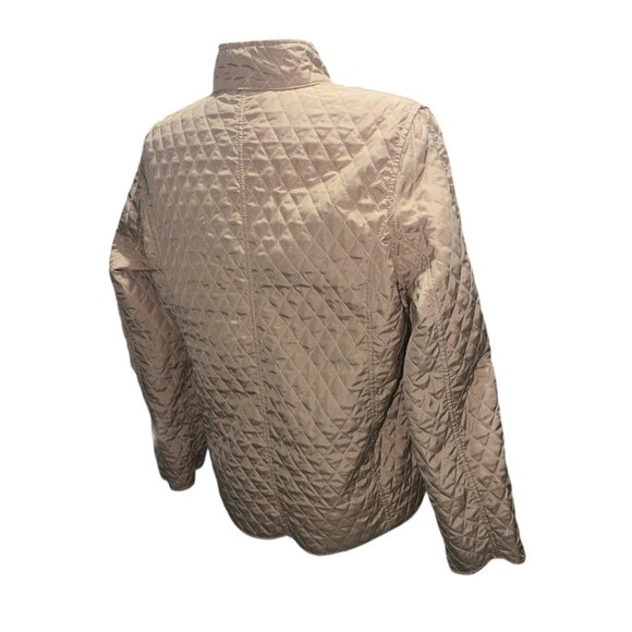 Reversible Quilted Jacket Womens M Lightweight Beige & Black Diamond Pattern Ful - Picture 14 of 14